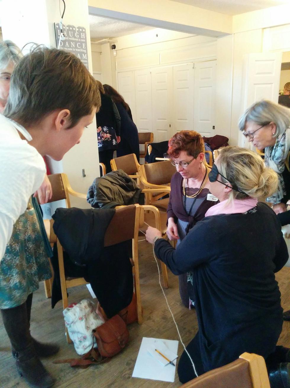 Blindfold communication exercise at the REACH Retreat 2015